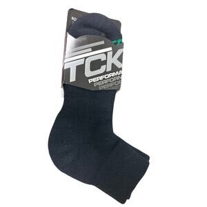 New One Pair TCK Performance Mens XL Black Quarter Crew Athletic Sports Socks